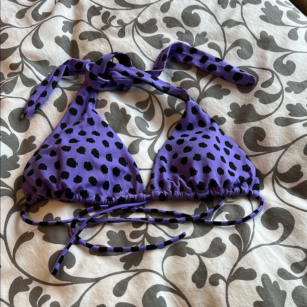 Victoria's Secret Purple and Black Polka Dot Bikini Top